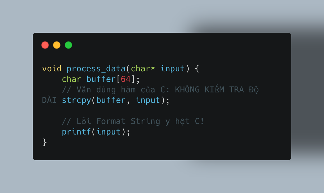 Ví dụ lỗi Buffer Overflow trong C++