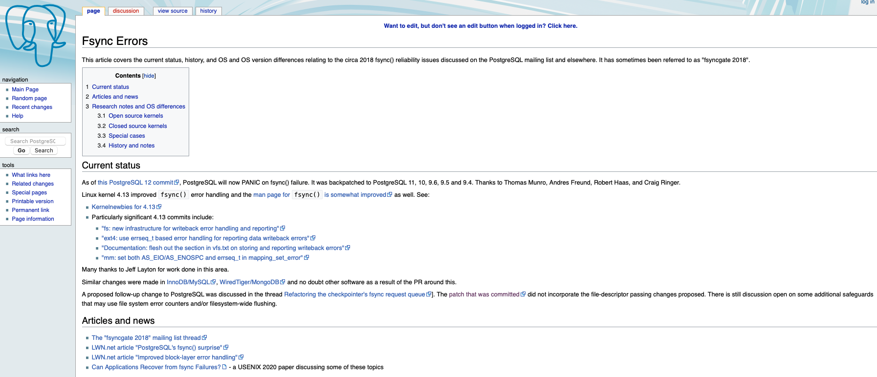 PostgreSQL Wiki - Fsync Errors